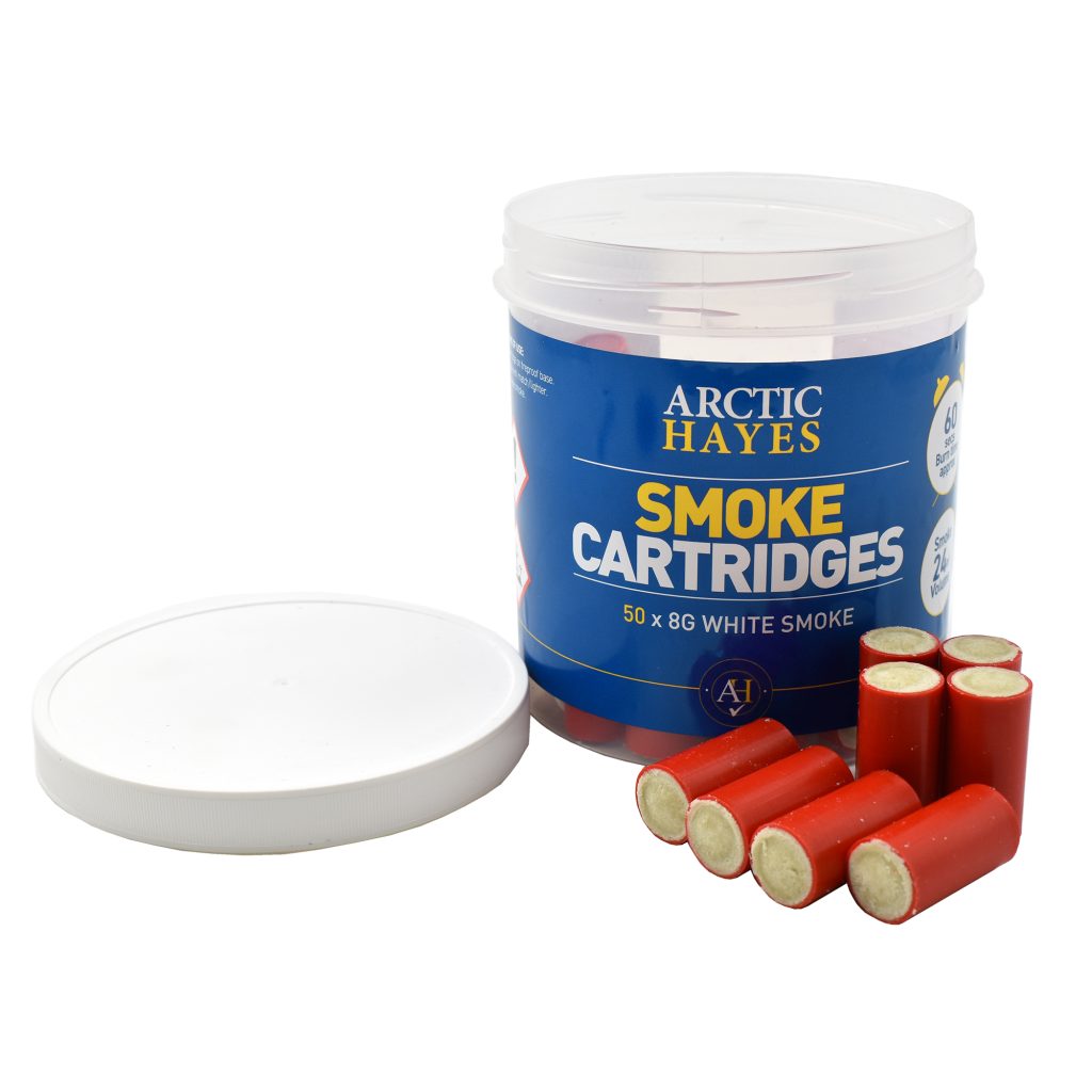 Image of Arctic Hayes Smoke Pellets 50 x 8g, including tub, lids and pellets
